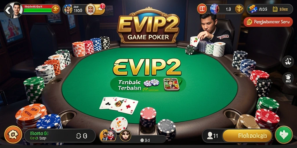 Tampilan gameplay poker yang menarik dan interaktif dalam EVIP2.