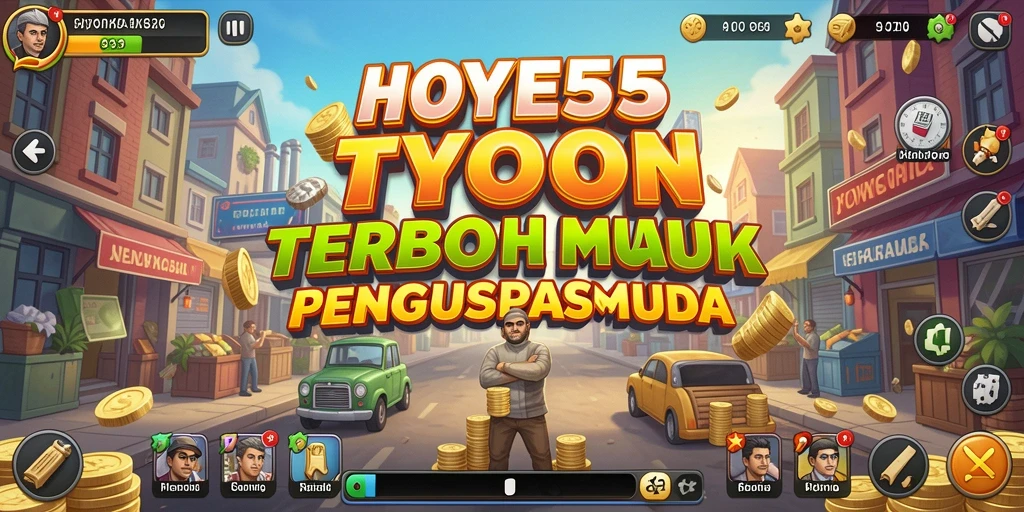 Screenshot gameplay yang menampilkan strategi bisnis di HOYE55.