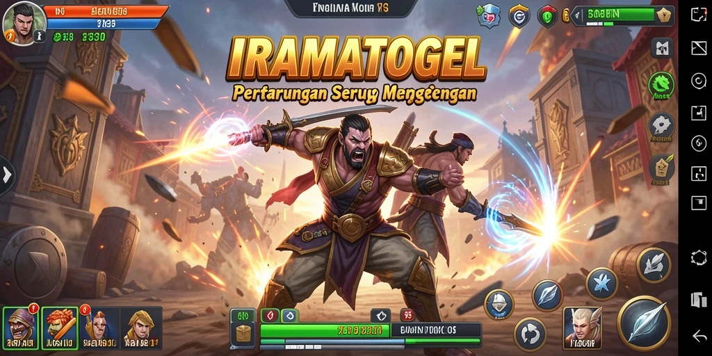Tampilan gameplay menarik dari IRAMATOGEL dalam pertarungan yang intens.