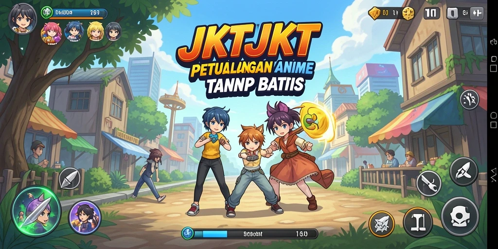 Gameplay JKTJKT menampilkan pertarungan anime yang mendebarkan dan karakter yang dinamis.