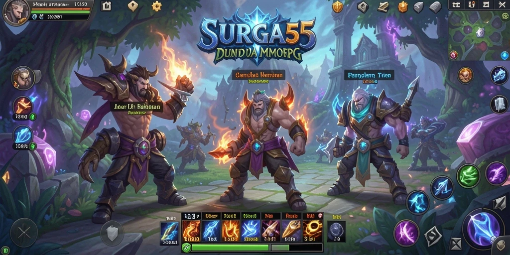 Tangkapan layar dari gameplay SURGA55 yang menampilkan aksi seru dalam pertarungan MMORPG.