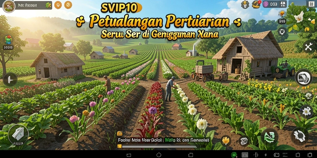 Tampilan gameplay SVIP10 yang menampilkan kebun dan hewan wisata.