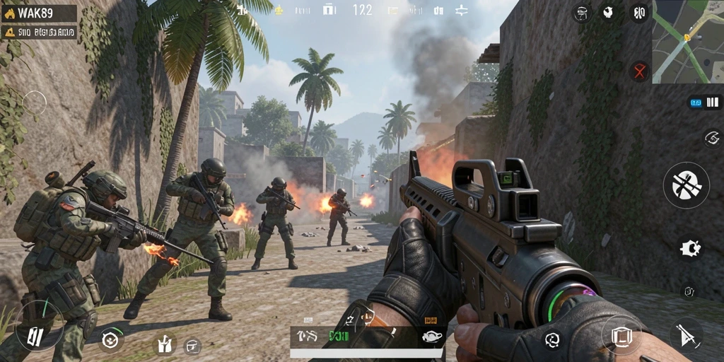 Gameplay <strong>WAK89</strong> yang mendebarkan dengan aksi tembak-menembak intens.